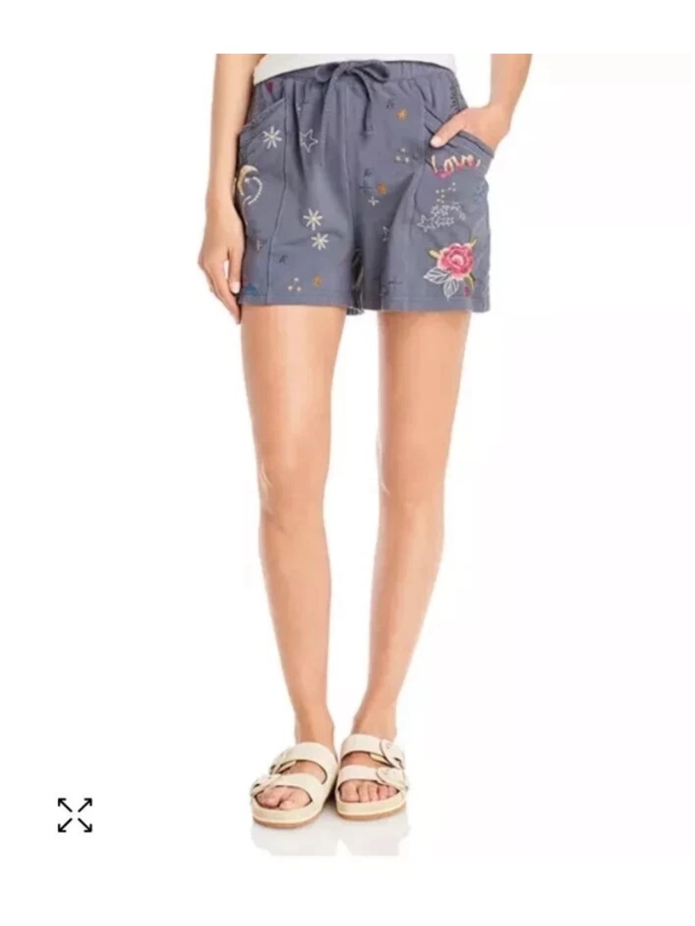 Johnny Was Kia Embroidered Drawstring Shorts